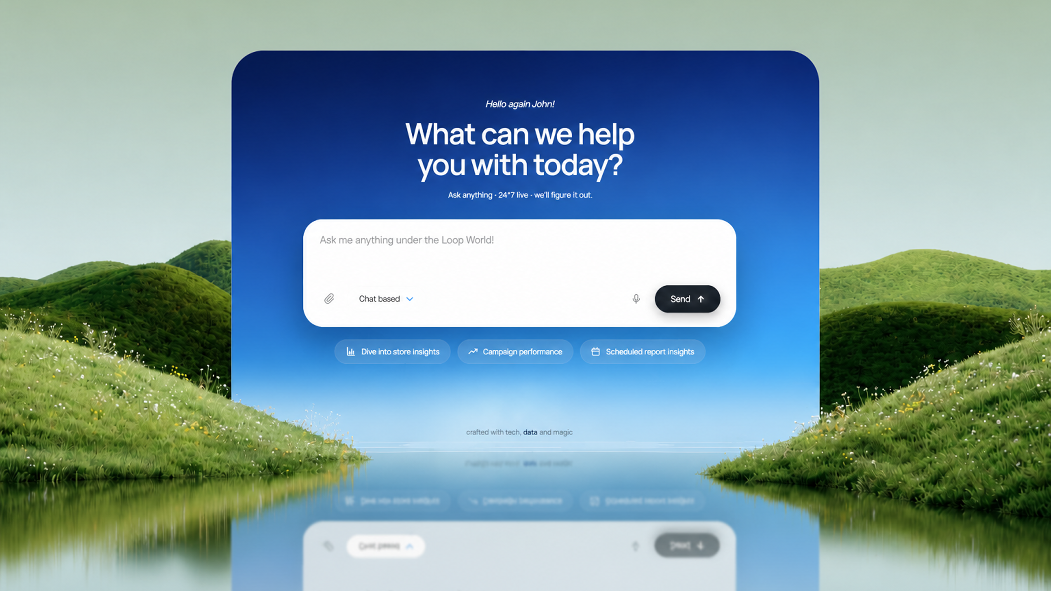 Super Agent landing screen: What can we help you with today?